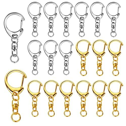 サムコス キーホルダー金具 回転カン付き ハンドメイド キーリング アクセサリー DIY 手芸用品 ナスカン付き 20個セット（ゴールド+シルバ | 