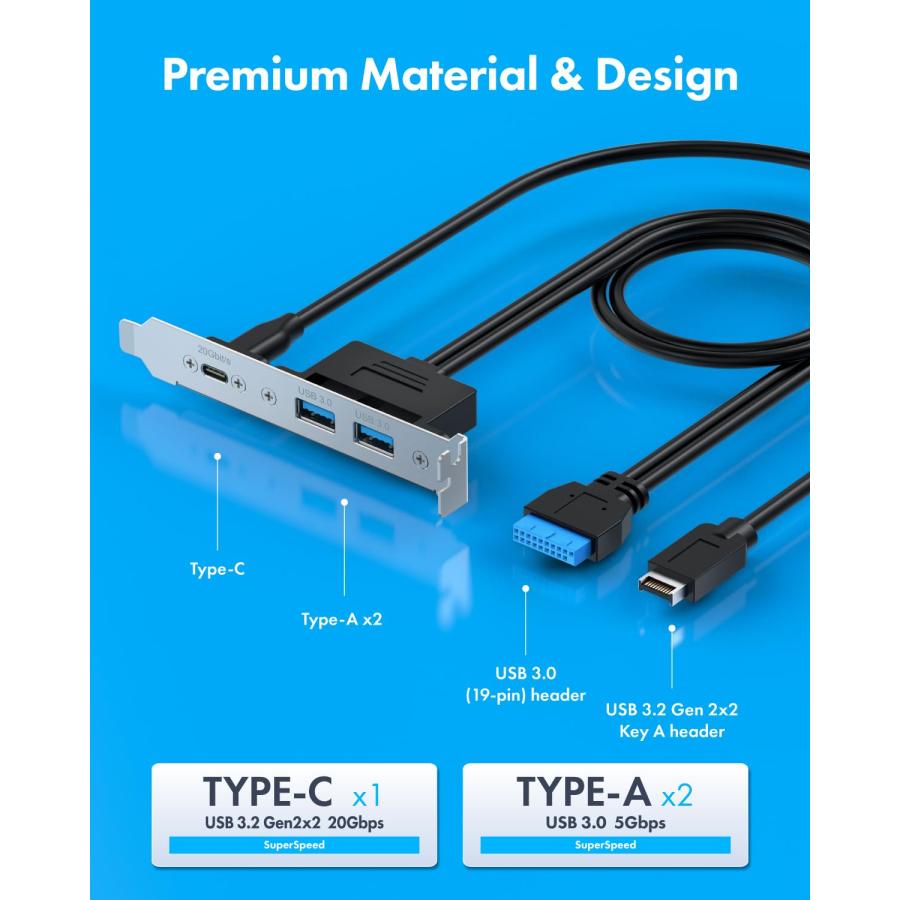 GRAUGEAR 20Gbps USB 3.2 Gen 2x2 USB-Cフロントパネルアダプター