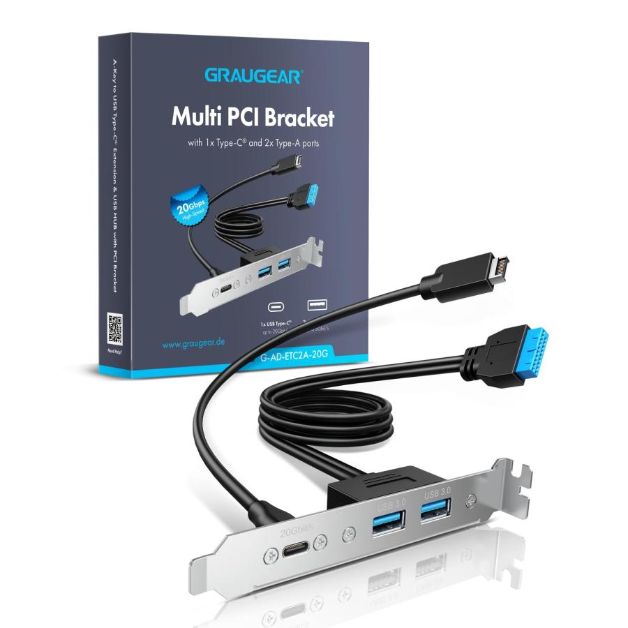 GRAUGEAR 20Gbps USB 3.2 Gen 2x2 USB-Cフロントパネルアダプター