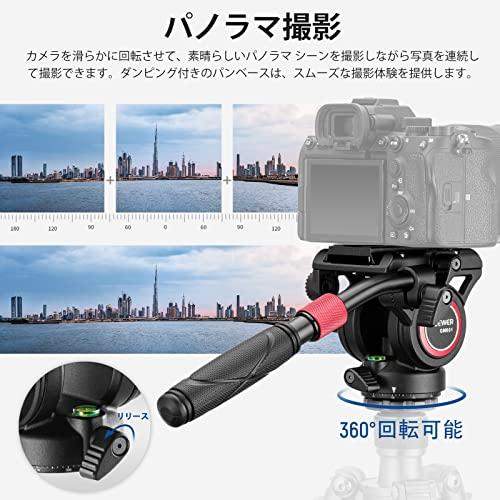 NEEWER ビデオ雲台 三脚フルードヘッド クイックリリースプレート付き マンフロットに対応 伸縮式ハンドル＆スケールベース(φ55mm) 最大 NEEWER ビデオ雲台 三脚フルードヘッド クイックリリースプレート付き