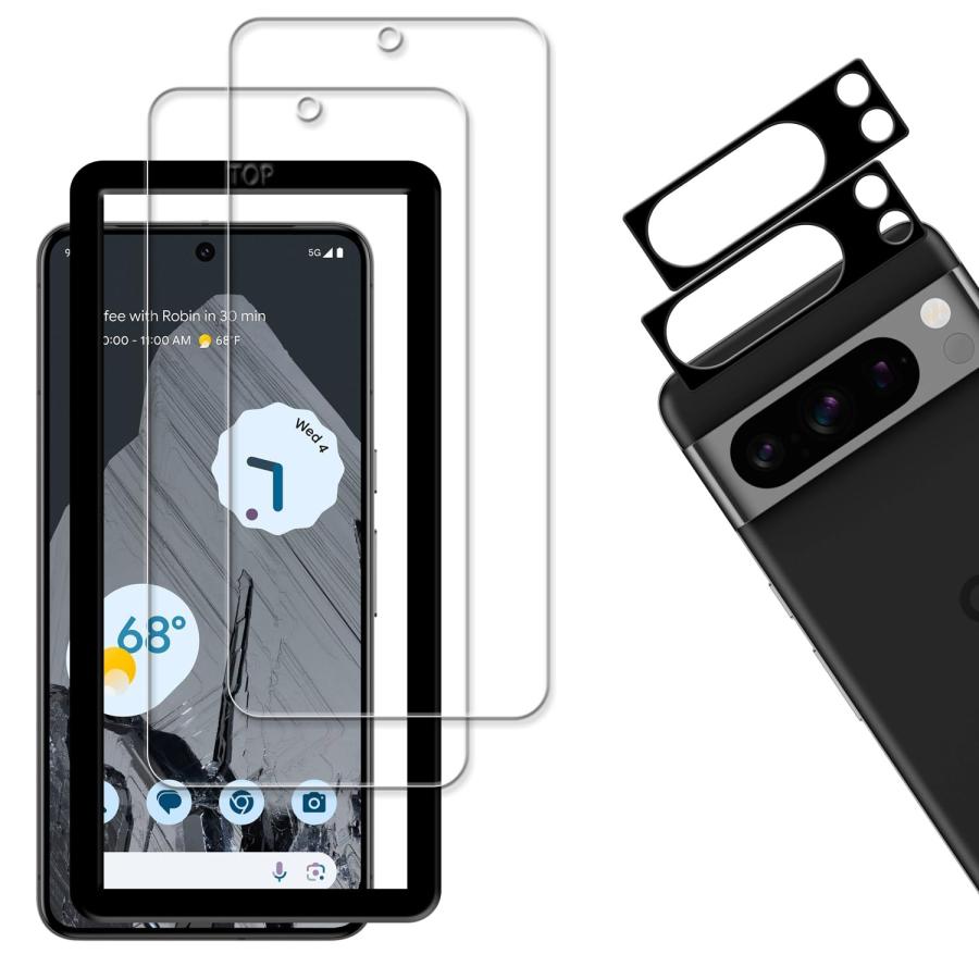 Pixel8、カバー、ガラスフィルムセット 2+2枚セットガイド枠付き KPNS 日本素材製 強化ガラス Google Pixel 8