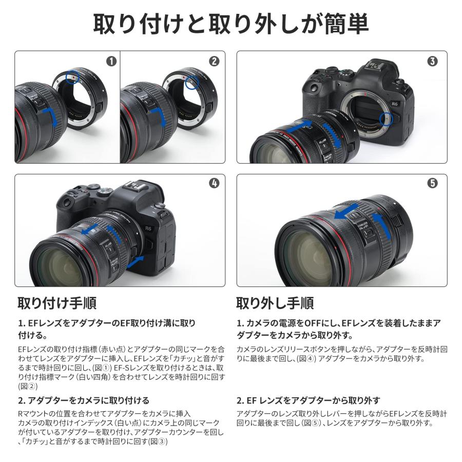 NEEWER EF-EOS Rマウントアダプター EF/EF-Sレンズ-RFマウントカメラ 