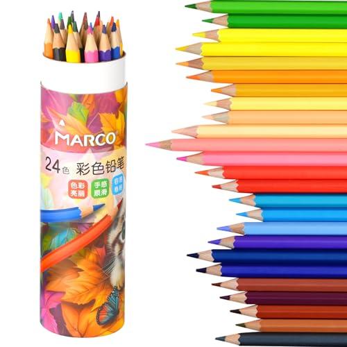 Marco 色鉛筆 油性 24色 塗り絵 芯2.9mm 折れにくい 色鮮やかで手触り