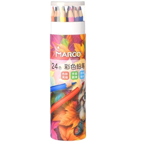Marco 色鉛筆 油性 24色 塗り絵 芯2.9mm 折れにくい 色鮮やかで手触り