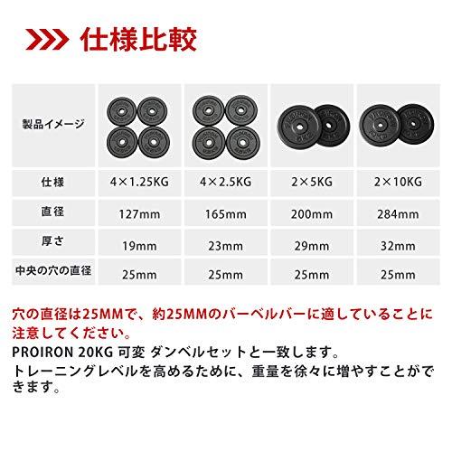 PROIRON ダンベル プレートバーベル プレート 1.25kg×4個 鋳鉄製