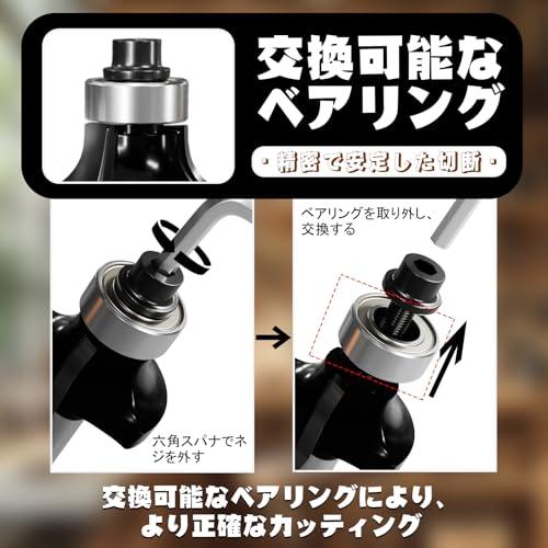 互換品】 METOTY 4本コロ付丸面ビット マキタ トリマー用 ベアリング