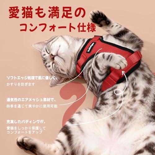 Rabbitgoo 猫 ハーネス リード セット 小型犬 犬猫兼用 抜けない はー