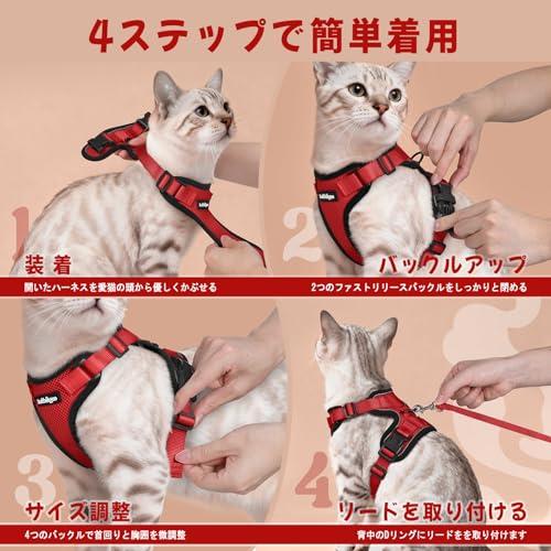 Rabbitgoo 猫 ハーネス リード セット 小型犬 犬猫兼用 抜けない はー