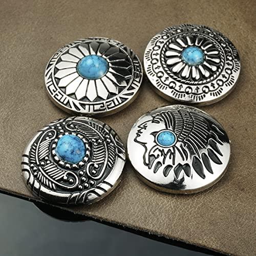 コンチョ ボタン ターコイズ 12個セット 30mm ネジ 付き シルバー