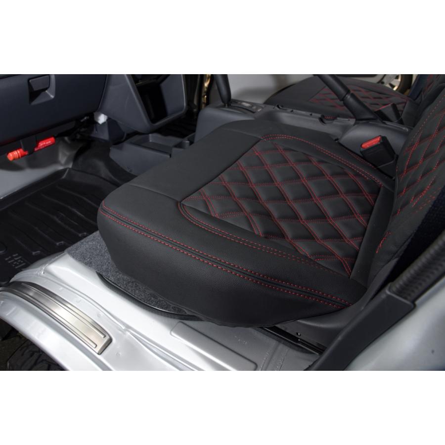軽トラ スーパーキャリー　レザーシートカバー　赤ステッチ レッドステッチ) キルティングレザーシートカバー スーパーキャリイ