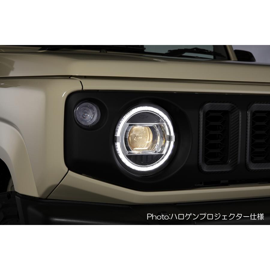 JB74W ジムニー シエラ ヘッドライト ユニット *純正LED車用* ハロゲンプロジェクター仕様 LED ポジション REIZ オープニング付きの画像