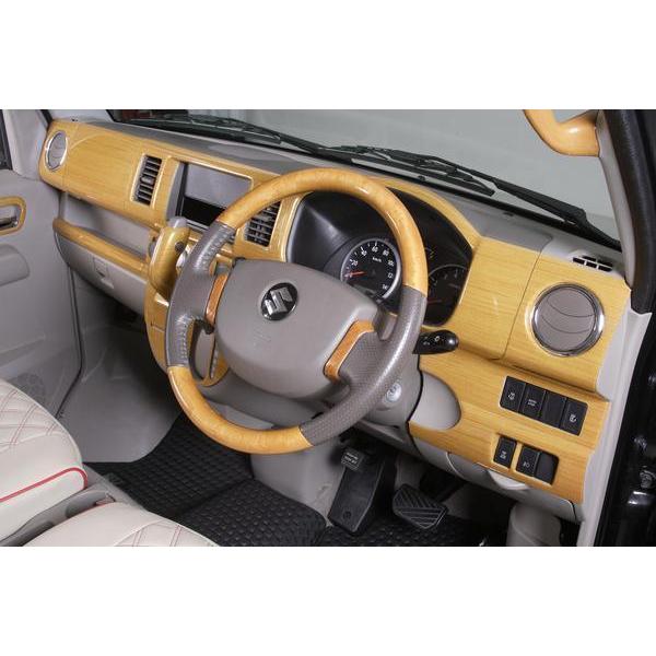 DA64W エブリィ ワゴン ステアリング パネル [マット黄木目] 2ピース