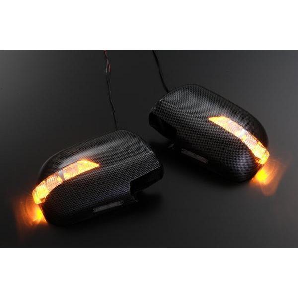 30/40 エスティマ LEDウインカーミラー フットランプ付 カーボン調 