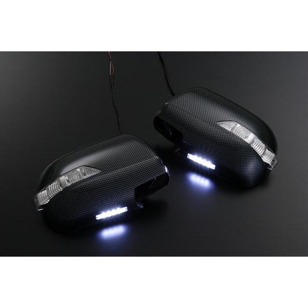 30/40 エスティマ LEDウインカーミラー フットランプ付 カーボン調 