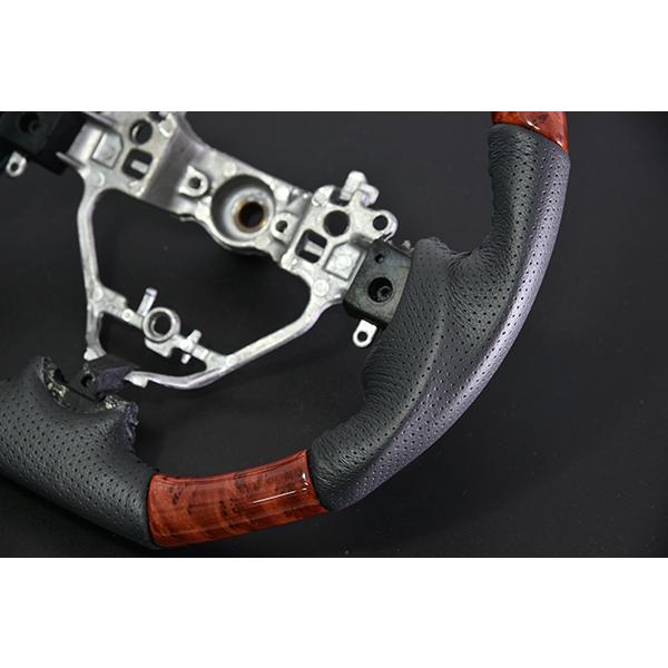 D型] MH34S ワゴンR 純正交換式 本革 ステアリング 黒木目