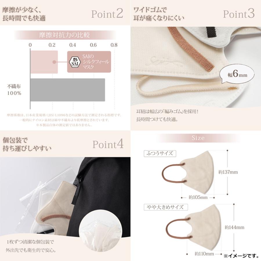 彩(SAI) シルクフィールマスク 個包装 やや大きめサイズ ホワイト