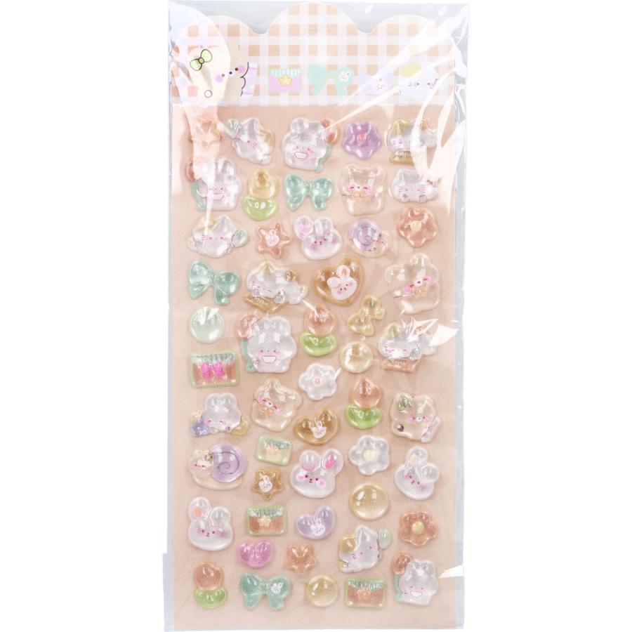 ぷくぷく① ② ③　計3枚 ぷくぷくシールファンシーアソート ぷくちゅるシール ベージュ 1枚入