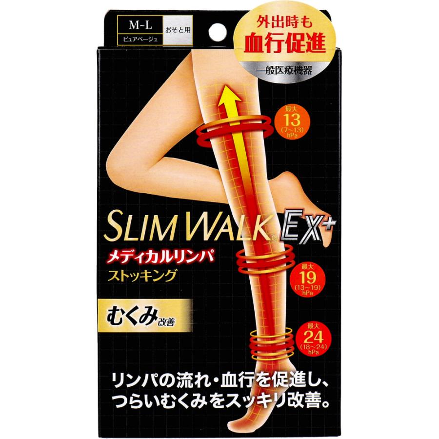 【8個セット】スリムウォーク メディカルリンパストッキング Ｍ〜Ｌ ピュアベージュ 1足(4902522672689-8) スリムウォーク メディカルリンパストッキング ピュアベージュ M-L