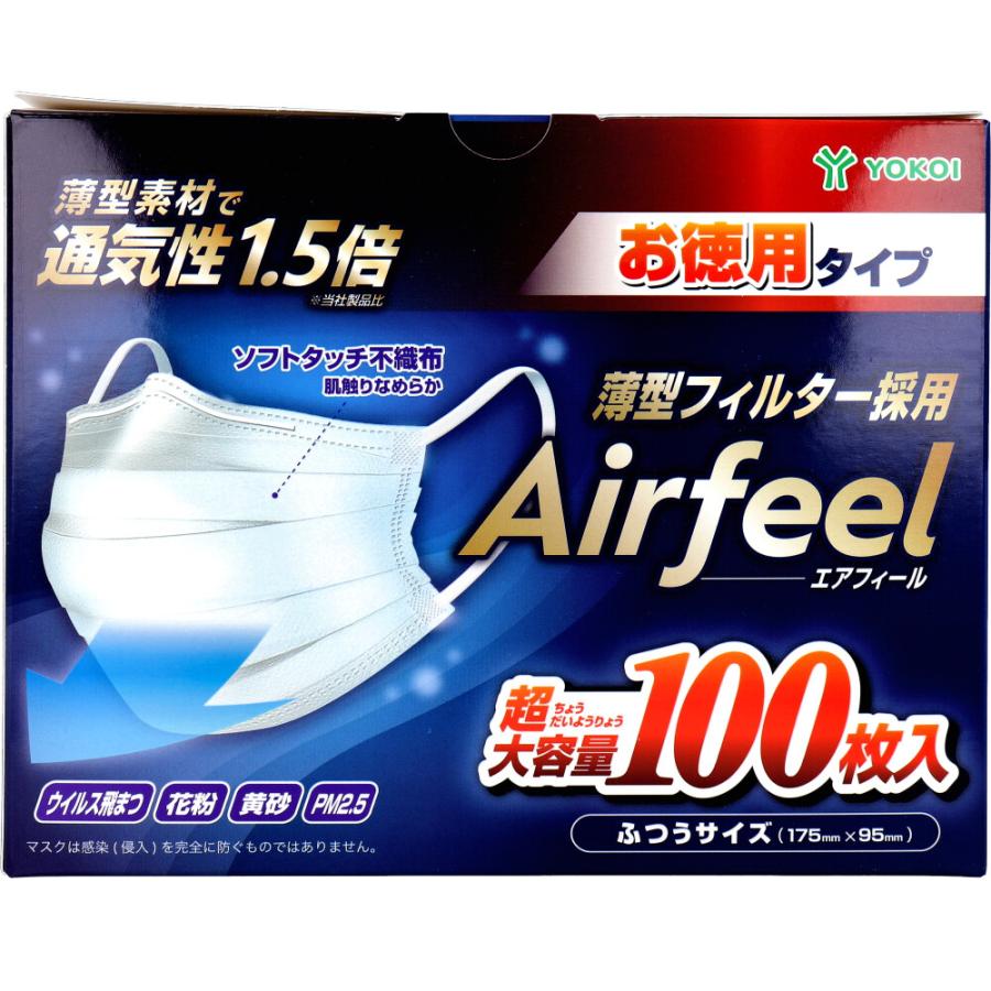 ボディ・フェイスケア AIRFEEL エアフィール マスク ふつうサイズ 100枚入 : シャイニングストア