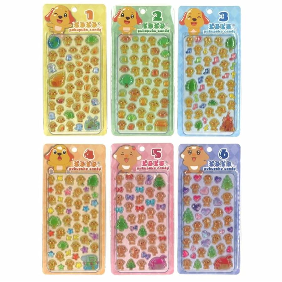 shiningstore】吉田産業 どじどじ ぷくぷくキャンディシール 6種類1
