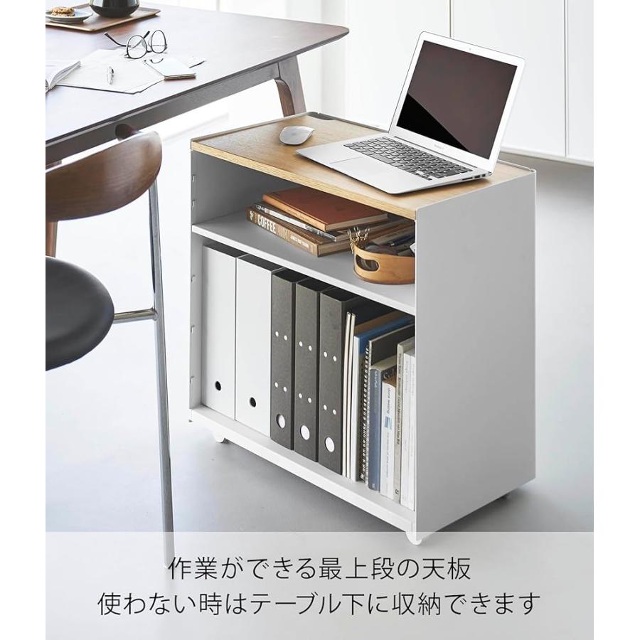 山崎実業(Yamazaki) 隠せる テレワークワゴン ホワイト W60.3×D35.3×H59cm(キャスター含む) タワー tower 目隠し 隠す収納 サイドワゴン 高さ調節可能 1424_2