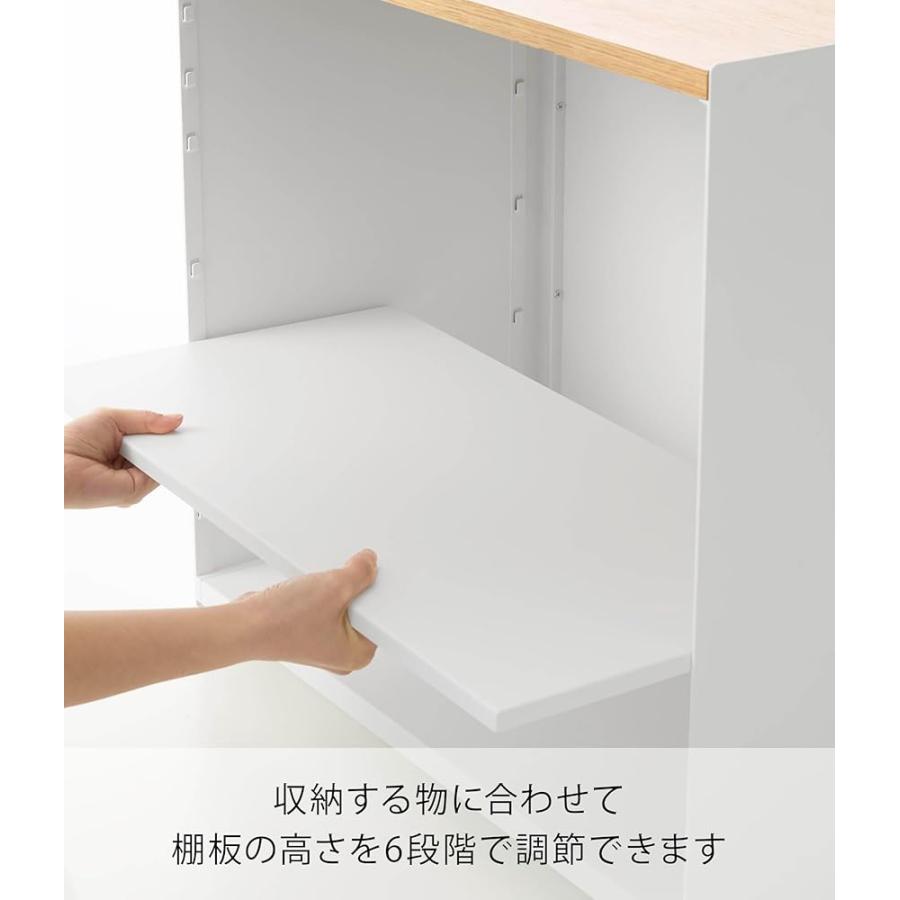 山崎実業(Yamazaki) 隠せる テレワークワゴン ホワイト W60.3×D35.3×H59cm(キャスター含む) タワー tower 目隠し 隠す収納 サイドワゴン 高さ調節可能 1424_4