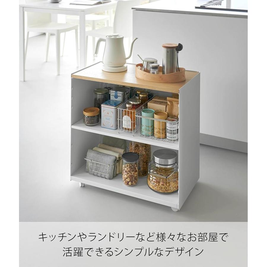 山崎実業(Yamazaki) 隠せる テレワークワゴン ホワイト W60.3×D35.3×H59cm(キャスター含む) タワー tower 目隠し 隠す収納 サイドワゴン 高さ調節可能 1424_5
