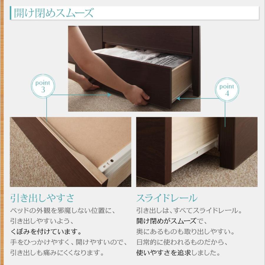 ベッド 収納付きベッド シングルベッド マットレス付き 収納 収納付 収納ベッド 大容量 収納ボックス 薄型プレミアムポケットコイルマットレス付 セミシングル_9