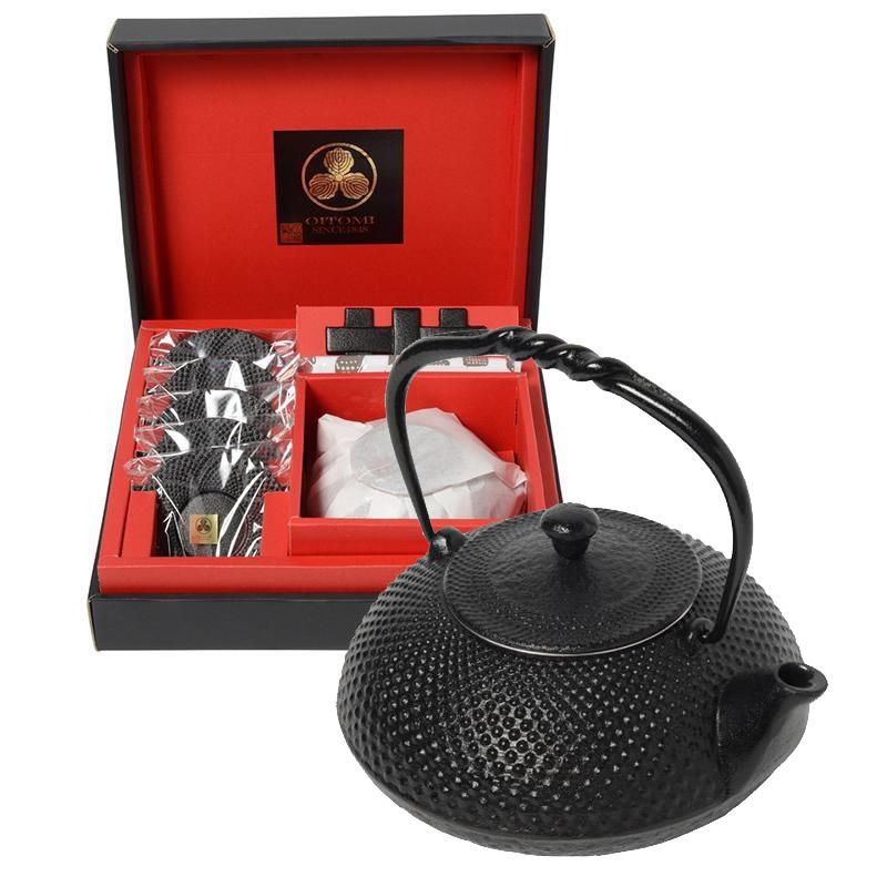 南部鉄器 宝生堂 急須ギフトセット 霰 黒 700201