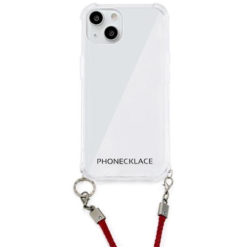 PHONECKLACE ロープショルダーストラップ付きクリアケース for iPhone 13 ダークレッド PN21593i13RD｜shiningstore-life｜02