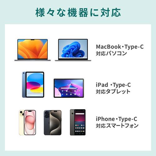 サンワサプライ USB PD対応AC充電器(PD100W・TypeCケーブル一体型) ACA-PD94BK｜shiningstore-life｜06