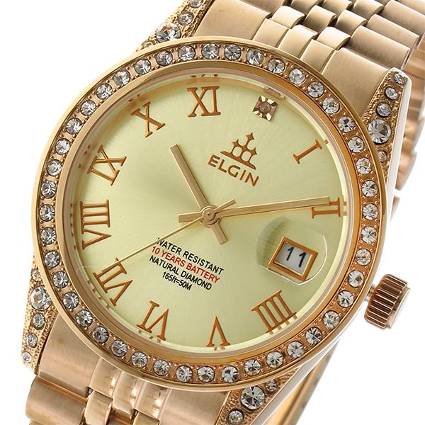 【ラッピング無料】 腕時計 レディース クオーツ ダイヤ使用 ロイヤル ELGIN エルジン レディース腕時計 腕時計 FK1402PG-G ゴールド ゴールド/ピンクゴールド 腕時計