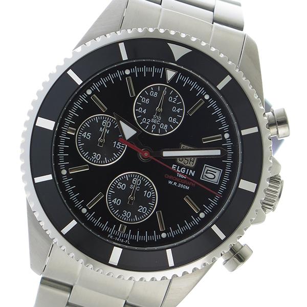 エルジン ELGIN クロノ クオーツ メンズ 腕時計 FK1418S-B ブラック 国内正規品 ブラック｜shiningstore-life｜02