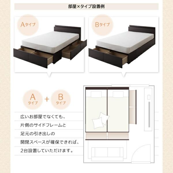 日本産 連結ファミリー収納ベッド スタンダードボンネルコイルマットレス付き Bタイプ セミダブル