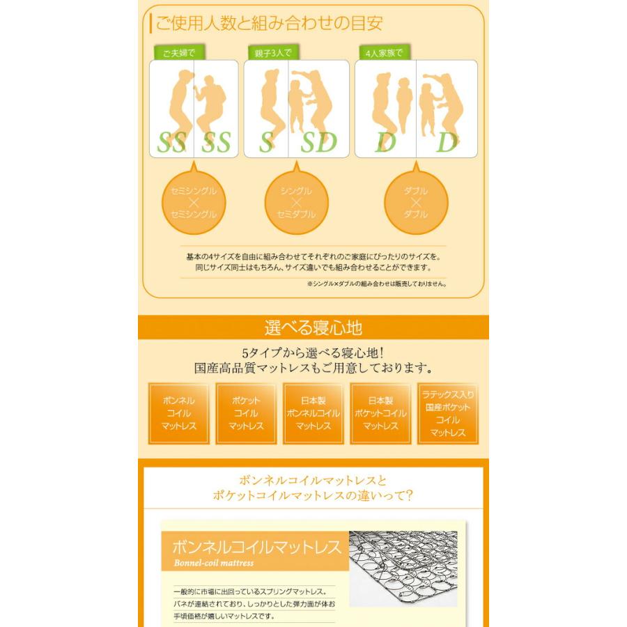 親子で寝られる・将来分割できる連結ベッド ポケットコイルマットレス付き ワイドK280_12