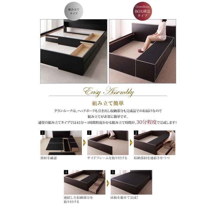 【訳あり品】 送料無料 モダンデザイン・大型サイズチェストベッド Grandluna グランルーナ 羊毛入りデュラテクノマットレス付き クイーン(Q×1） 【HOV1495238559】(54031円)