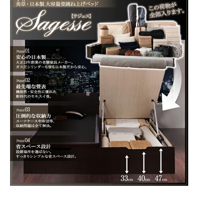 お客様組立 美草・日本製_大容量畳跳ね上げベッド セミダブル 深さラージ