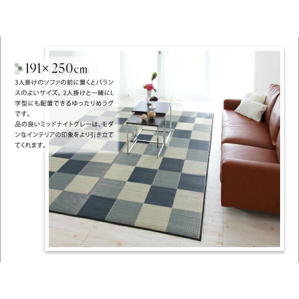 自然素材ラグ 厚みが選べる3タイプ 純国産ブロック柄い草ラグ ウレタン12mm 261×352cm_8