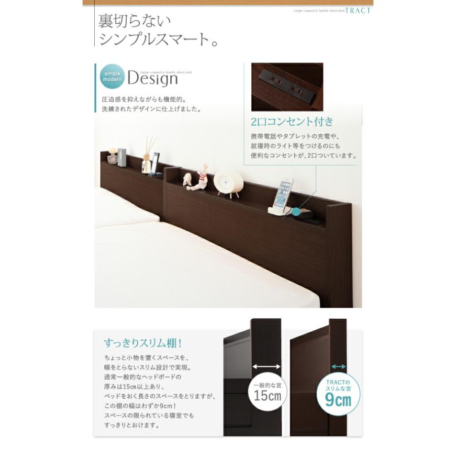 お客様組立 大容量収納ファミリーチェストベッド 薄型プレミアムボンネルコイルマットレス付き B+C ワイドK200_16