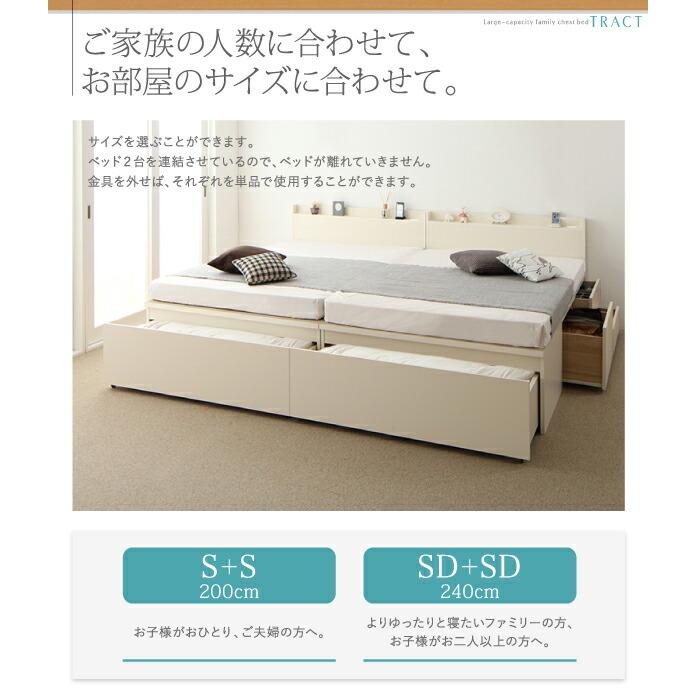お客様組立 大容量収納ファミリーチェストベッド 薄型プレミアムボンネルコイルマットレス付き B+C ワイドK200_4