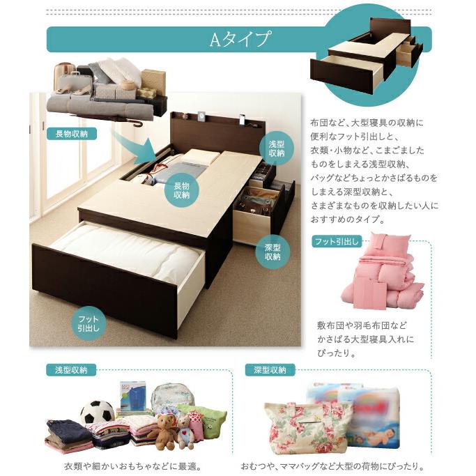 お客様組立 大容量収納ファミリーチェストベッド 薄型プレミアムボンネルコイルマットレス付き B+C ワイドK200_9