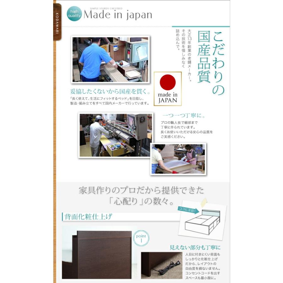 ベッド 収納付きベッド セミダブルベッド マットレス付き 収納 収納付 収納ベッド 大容量 薄型スタンダードポケットコイルマットレス付 セミダブル