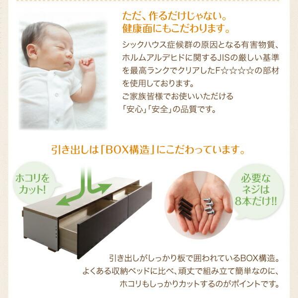 お客様組立 壁付けできる国産ファミリー連結収納ベッド スタンダードポケットコイルマットレス付き Aタイプ シングルの画像