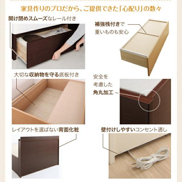 お客様組立 壁付けできる国産ファミリー連結収納ベッド スタンダードポケットコイルマットレス付き Aタイプ シングルの画像