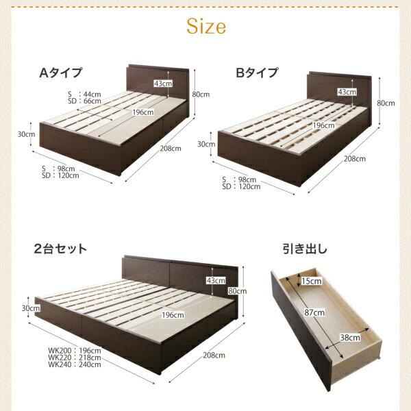 お客様組立 壁付けできる国産ファミリー連結収納ベッド スタンダードポケットコイルマットレス付き Aタイプ シングルの画像