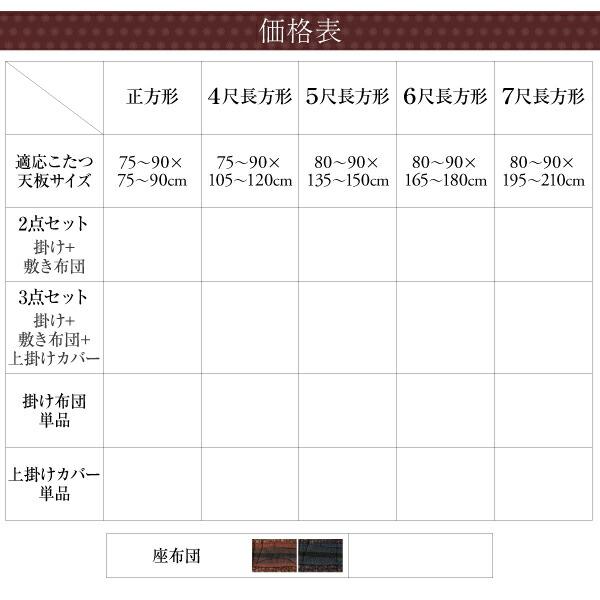 こたつ布団セット 国産こたつ布団 掛け敷き布団\u0026上掛け3点セット 7尺長方形(90×210cm)天板対応の画像