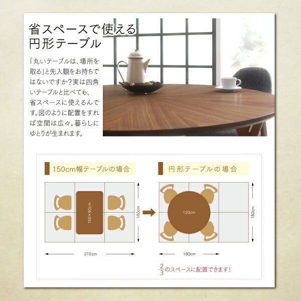 ダイニングテーブル ダイニング ウォールナットの光線張り北欧デザイン丸テーブルダイニングシリーズ ダイニングテーブル単品 直径120