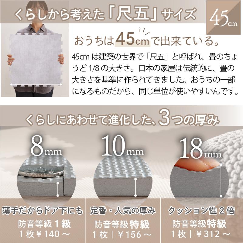 マット ジョイントマット ジョイント 大判 おしゃれ フロアマット タイルカーペット フロアタイル ラグ 防音 床暖房対応 クッション 大理石 45cm 8畳 8mm 厚_14
