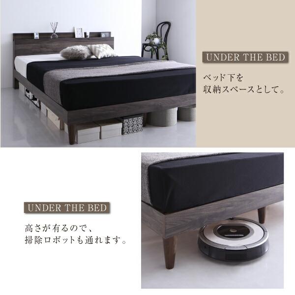 棚・コンセント付きデザインすのこベッド プレミアムボンネルコイルマットレス付き セミダブル 組立設置付