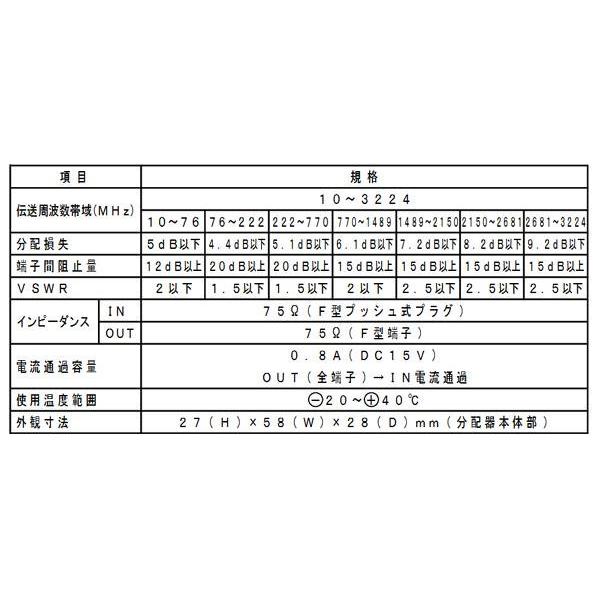 マスプロ電工 4K・8K衛星放送(3224MHz)対応 全端子電流通過型 屋内用(2分配ケーブル付) 2SPTDW-P｜shiningstore-next｜03